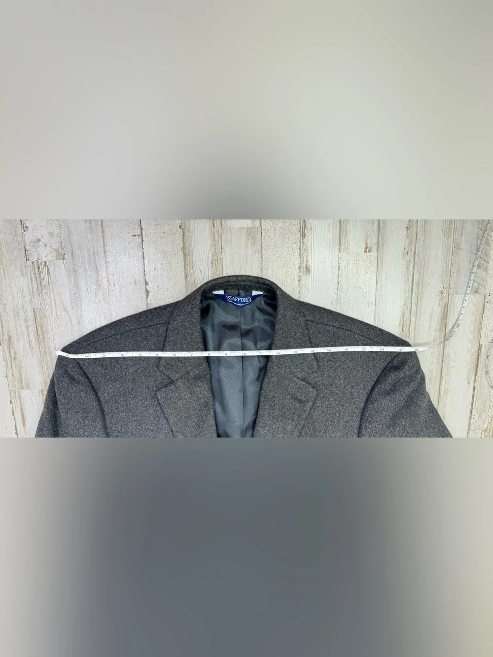Stafford Mens Camel Hair Sport Coat Classic Fit Blazer Charcoal Gray Mens 44R